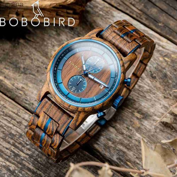 Otra marca de lujo superior BOBO BIRD madera multifuncional hombres cuarzo correa de madera maciza montre homme Día del Padre YQ240122