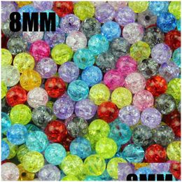 Andere topkwaliteit 100 stks gemengd 8 mm colorf gewoon knetter acryl scheur ronde bal gebroken losse kraal armband sieraden diy druppel dhgarden dhu8e