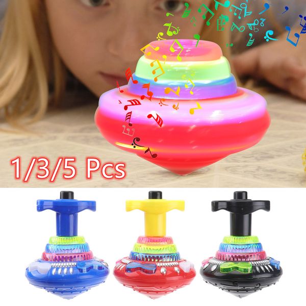 Otros juguetes 1 3 5 piezas Light Up Flashing Music Spinning Tops Giroscopio giratorio luminoso Regalos para niños Favores de la fiesta de cumpleaños Goodie Bag Fillers 230704