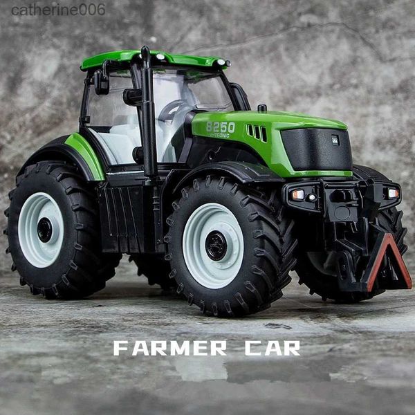 Autres jouets 1/32 Modèle de tracteur en alliage moulé sous pression Véhicules agricoles Outil agricole Voiture Terre cultivée Modèle de voiture Son et lumière Jouets pour enfants CadeauL231024