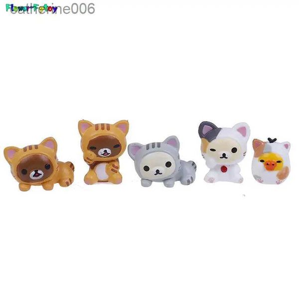 Autres jouets 1/5pc / set belle chat Rilakkuma Cosplay Mini chat PVC figurines jouets mousse bonsaï petit paysage animaux modèle décoration ToyL231024