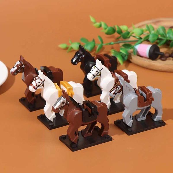 Otros juguetes 1 Plastic Mini Action War Medieval Knight Wolf Saddle Bride Toy Block