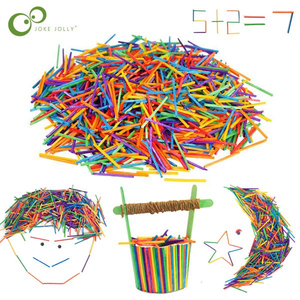 Otros juguetes 1000 Unids Color Matchstick Palos de madera Kindergarten Niños Material de mano Madera creativa DIY Artesanía Decoupage Adornos GYH 230630