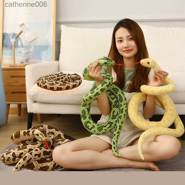 Autres jouets 200cm / 300cm Serpents géants en peluche Simulation Long Python doré Serpent en peluche Peluche Enfants Garçons Cadeau Décoration de la maison L231024