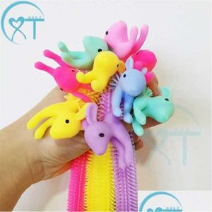 Autres jouets 2023 Lapin de Pâques Fidget Nouilles Cordes extensibles Lapin Animal Squishy Squishies Bracelet Sensoriel Bracelet Bande Dessinée Sile Poignet Dh1Ln