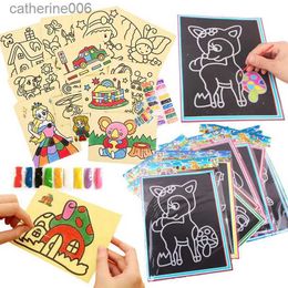 Autres jouets 20pcs / 10pcs Magic Scratch Art Doodle Pad Cartes de peinture de sable Apprentissage éducatif précoce Jouets de dessin créatifs pour enfants L231024