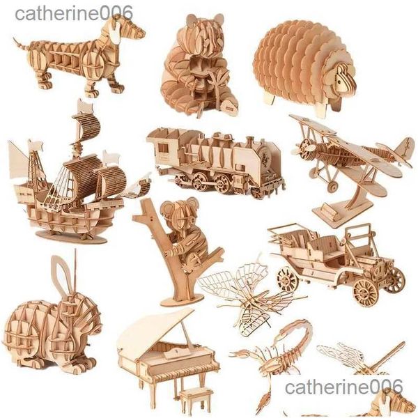 Autres jouets 3D Puzzle d'insecte en bois Animal Squelette Modèle d'assemblage DIY Artisanat Stem Cadeaux pour enfants Adts Drop Livraison OTNFK