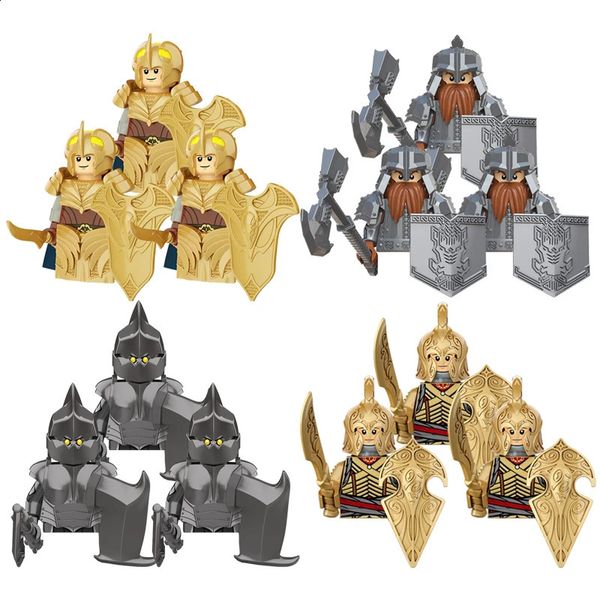 Autres jouets 3pcs Seigneur Anneaux Elfes Orcs Armée Nain Rohan Mini Figurines de jouets d'action Blocs de construction Jouets d'assemblage pour enfants Cadeau d'anniversaire 231116