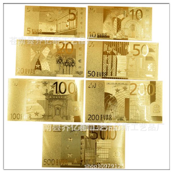 Otros juguetes 7 8 piezas Notas conmemorativas Dólar chapado en oro de 24 quilates Euros Dinero falso Colección de regalos Billete antiguo USD Moneda Juguete 221111O6SF3UEV4SCI