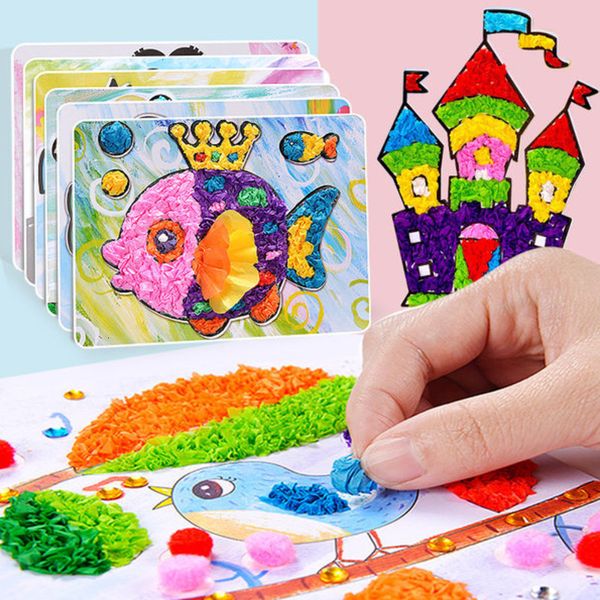 Autres jouets 8 pièces ensemble bricolage dessin animé papier artisanat éducatif pour les enfants à la main artisanat maternelle drôle Arts et enfants artisanat cadeaux 230617