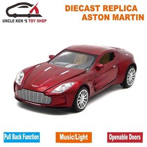 Andere speelgoed Aston Martin One-77 Metal Toy Car 1/32 Die Cast Scale Model met pull-back functie/muziek/verlichting/kinderdeuropeningsfunctie