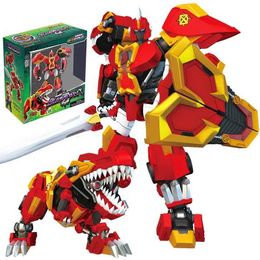 Autres jouets Big Super Ten Tyranus Mecha Transformation Robot Toys With Weapon Action Figures Deux modes Déformation Dinosaurl240502