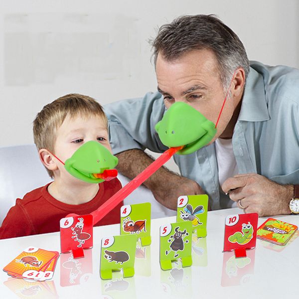 Autres jouets Masque de lézard caméléon remuant la langue lécher cartes jeux de société pour enfants jouets de fête de famille antistress drôle jeu de bureau jouets 230210