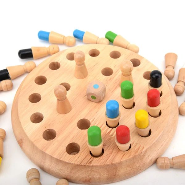 Otros juguetes Niños Niños Memoria Match Stick Ajedrez Ajedrez de madera Damas Juego de mesa Juego de fiesta familiar Puzzle Bebé Juguetes educativos 231019