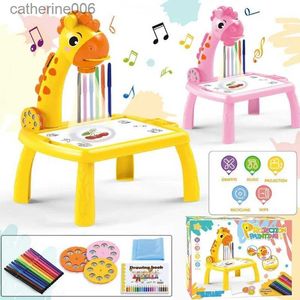 Autres jouets Enfants LED Projecteur Art Dessin Table Jouets Enfants Peinture Conseil Bureau Arts Artisanat Éducatif Apprentissage Peinture Outils Jouet pour GirlL231024