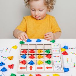 Ander speelgoed Kinderen Houten Montessori Kinderen Logisch Denken Training Richting Kleur Cognitie Vroeg Leren Educatief Bordspel 230627