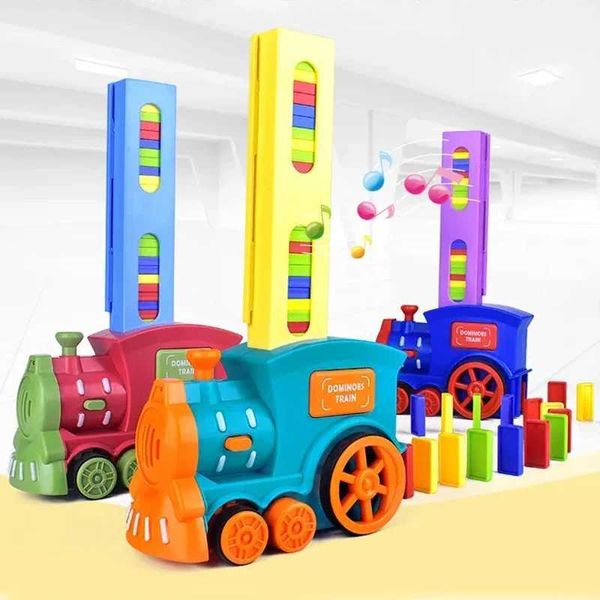 Autres jouets Childrens Electric Laying Domino Train Carte Automatic Casting Brick Set Creative Parent Interactive Education DIY Toys S245163 S245163