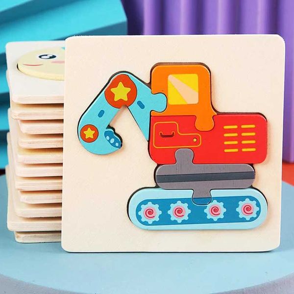 Autres jouets pour enfants Toys en bois 3D Puzzle en bois dessin animé Animal Cognitive Puzzle Childrens Early Learning Education Toys S5178