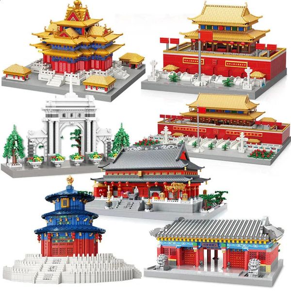 Autres jouets Ville chinoise célèbre architecture Micro Pékin Tian An Men Temple du Ciel Tourelles Modèle Blocs de construction DIY Diamant Briques Jouet 231116