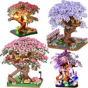 Autres jouets City Sakura Tree House Building Blocks Cherry Blossom Amis japonais Street View Mini Briques Jouets pour filles Cadeaux de Noël 231116