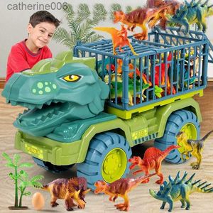 Autres jouets Dinosaur Transport Car Dinosaur Engineering Vehicle Carrier Truck Toy Indominus Rex Jurassic World Dinosaurs Toys Cadeaux pour KidsL231024