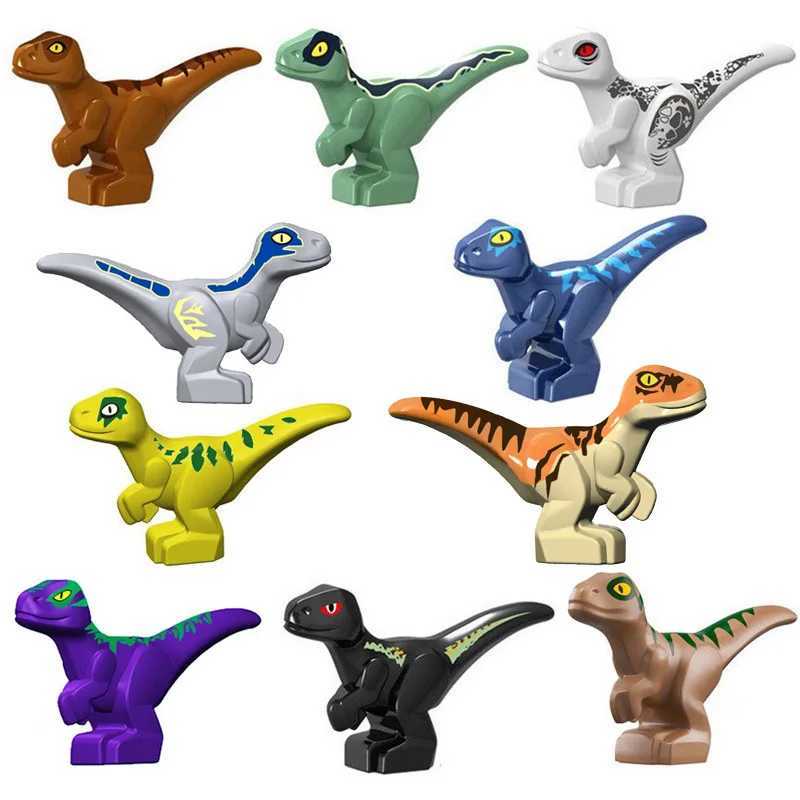 Andra leksaker Dinosaur World jagar Tyrannosaurus Rex Spinosaurus Stegosaurus Färgglada babybyggnadsblock Tillbehör Barn Toysl240502