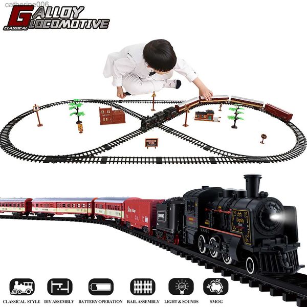 Otros juguetes Tren eléctrico de Navidad Juego de juguetes Coche Vías de ferrocarril Motor de locomotora de vapor Modelo fundido a presión Juego educativo Juguetes para niños L231024