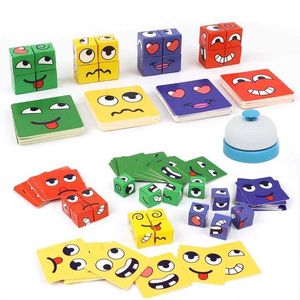 Autres jouets Expression faciale modifie le bloc de puzzle Montessori Cube Table Game Childrens Educational Toys