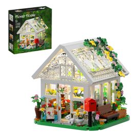 Andere Toys Flower House Building Building Set met Led Light Kit Forest Bloem Huis Warm gebouw Baksteen Model Toy Girl Girl Day Gift S245163 S245163