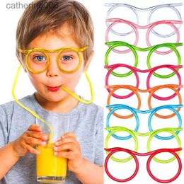 Autres jouets drôles lunettes souples paille bébé flexible tube à boire enfants fou bricolage pailles jouets créatifs enfants fête d'anniversaire jouet accessoiresl231024