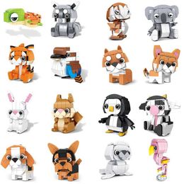 Autres jouets HomeProduct DisplayCreative 3d Mini Animal Block Setdiy Dog Tiger Rabbit Squirrel Penguin Owl Kaola Bull Building Brick Toy S245163 S245163