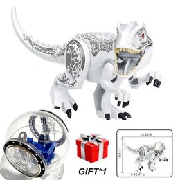 Autres jouets Jurassic World Building Blocs Blocs de caractère dinosaure et échappement gyroscope Tyrannosaurus Rex Assemblé Childrens Toysl240502