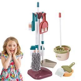 Andere speelgoed Kids Cleaning Set House Kniping Pretend Play Kit Cadeau inclusief Broom MOP en meer voor Toddlers 230520