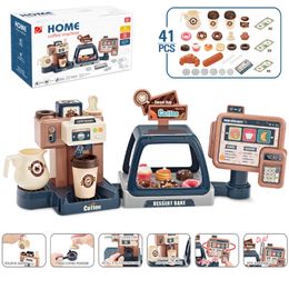 Autres jouets Simulation d'eau de sortie de lumière Caisse enregistreuse Machine à café Dessert Shop 3in1 Shopping Set Play House Jeux pour enfants pour filles 230320