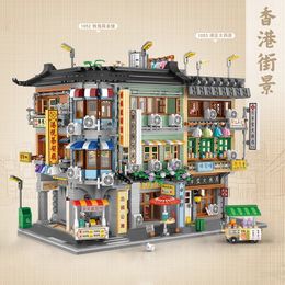 Ander speelgoed Loz Creatieve Mini Modulaire Bouwsteen Hong Kong Street View Hoek Commerciële Assemblage Voor Kinderen Volwassen Geschenken 231121