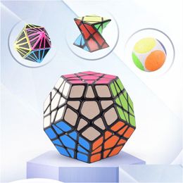 Autres jouets Magic Math Cube Irregar Spring Brush Autocollant Miroir Jeu Cylindrique Carré Abs Mtistage Intelligent Grid Cubo Piramide Rin Otmib