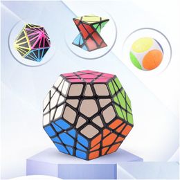 Autres jouets Magic Math Cube Irregar Spring Brush Autocollant Miroir Jeu Cylindrique Carré Abs Mtistage Intelligent Grid Cubo Piramide Rin Otpyf