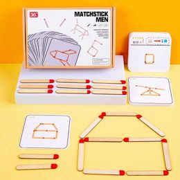 Andere Toys Matchstick Puzzle Game Houten Toy Diy Math Geometry Chessboard Game Creative Thinking Match Logica Training Childrens Educatief speelgoed S245176320