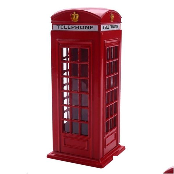 Autres jouets metal rouge britannique anglais London Telephone Stand Bank Coin Saving Pot Piggy Phone Box 140x60x60mm 230403 Drop livraison DHDEQ