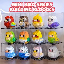 Otros juguetes Mini bloques de construcción Serie de pájaros 3D Lindo Loro Modelo Ladrillos Conjunto Ensamblar Decoración de mesa Kawaii para niños Regalos 231118