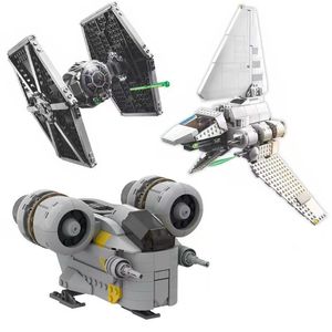 Otros juguetes MOC Star Mini Razor Crest Wars Tie Fighter Empire Shuttle Building Block Model Bricks Compatible 75300 75302 Starship Toy Kids 230815