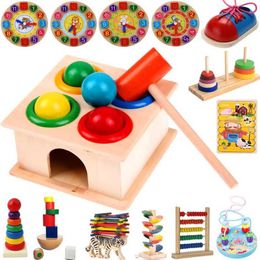Autres jouets Montessori Baby Toys Childrens 3D Ball Ball Hammer Puzzle Premier Learning Baby Games Toys Education Childrens Nouvel An Cadeaux S245163 S245163