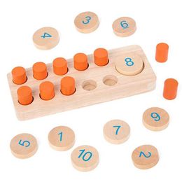Autres jouets Montessori Childrens 1-10 Wooden Mathematical Toy Learning Number Board 10 Frame Cognitive Counting Sensory Education Game
