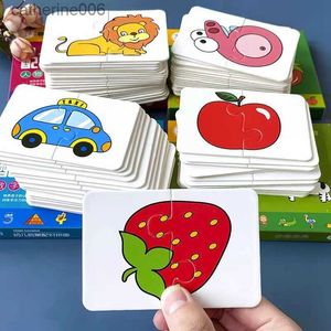 Other Toys Montessori Toddler Puzzle Cards Toys For Kids 2 Years Jigsaw Matching Game Education Toys Cartoon Shape Cognitive Training GiftL231024