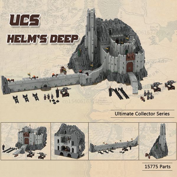 Autres jouets Scène de film UCS Helm Deep MOC Building Blocks Famous Castle DIY Assembly Technology Bricks Collection Modèle Cadeaux de Noël 230808