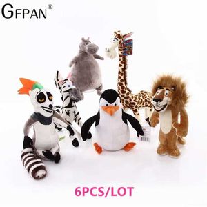 Autres jouets nouveaux 20 à 35 cm 6 styles madagascar en peluche rempli de poupée animale douce girafe hippopotamus lion pingouin zèbre citron motif childrens cadeau
