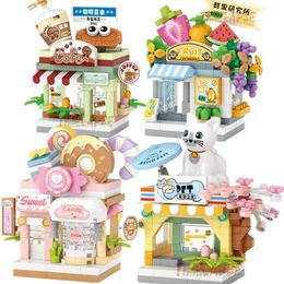 Autres jouets nouveau restaurant dessert café animal de compagnie Street Street View Food House Building Blocing Kit Girl Brick Model Childrens Toys Childrens S245176320