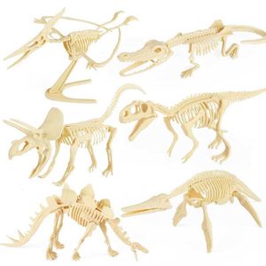 Andere speelgoed Oenux Diy Assembly of Jurassic Dinosaur Fossil Skeleton Mosasaurus Tyrannosaurus Action Figuur verzameling Creative Model Kid Toyl240502
