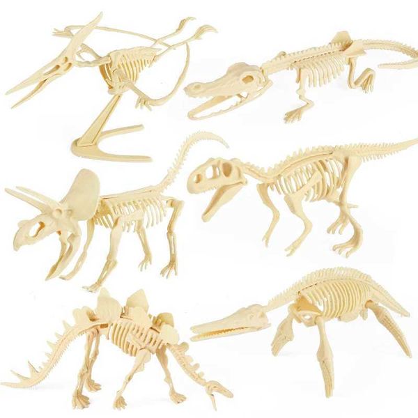 Autres jouets Oenux Diy Assemblage de Jurassic Dinosaur Fossil Skeleton Mosasaurus Tyrannosaurus Action Figure Collection créative Modèle Kid Toy40502