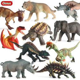 Autres jouets Oenux Jurassic Indian ** Rex Pterosaur Dinosaur Modèle Action Caractère Animal sauvage Éléphant Rhinoceros Wolf Soft TPR Childrens Toy Giftl240502